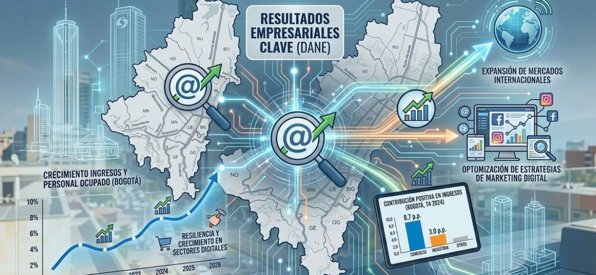 Gráfico de crecimiento de pymes en Bogotá con elementos digitales