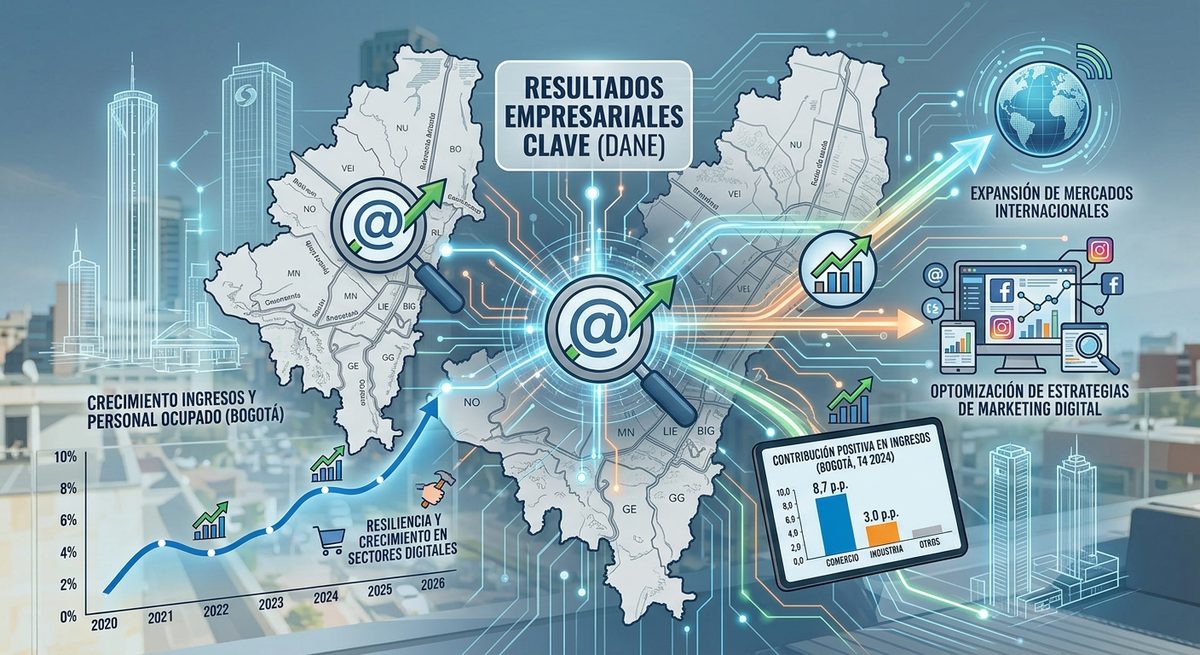 Gráfico de crecimiento de pymes en Bogotá con elementos digitales